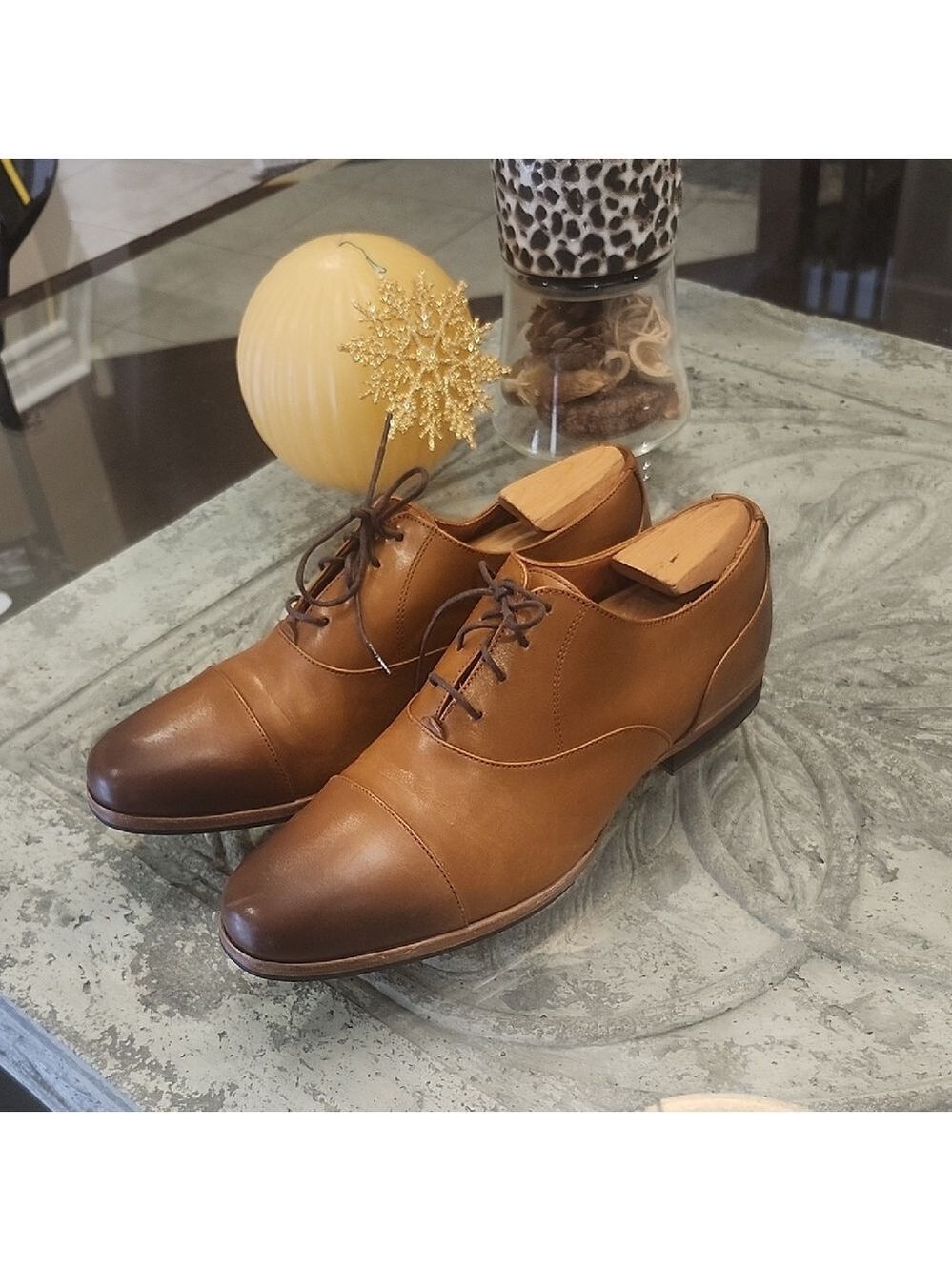 Wolf & Shepherd Oxfords Dress Shoes Men's Size 9 Brown Leather Cap Toe